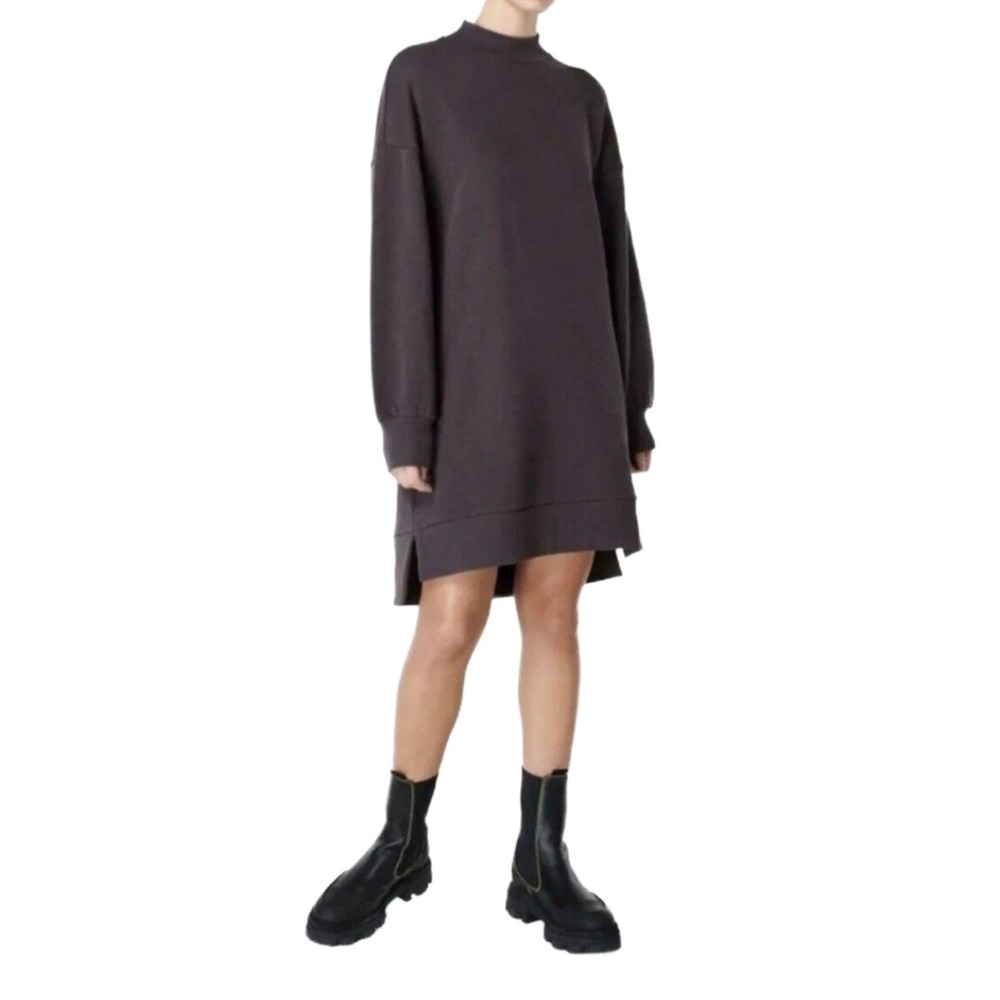 Sweaty Betty One & Done Gray Oversized Sweatshirt Dress Lounge‎ Cozy Minimalist